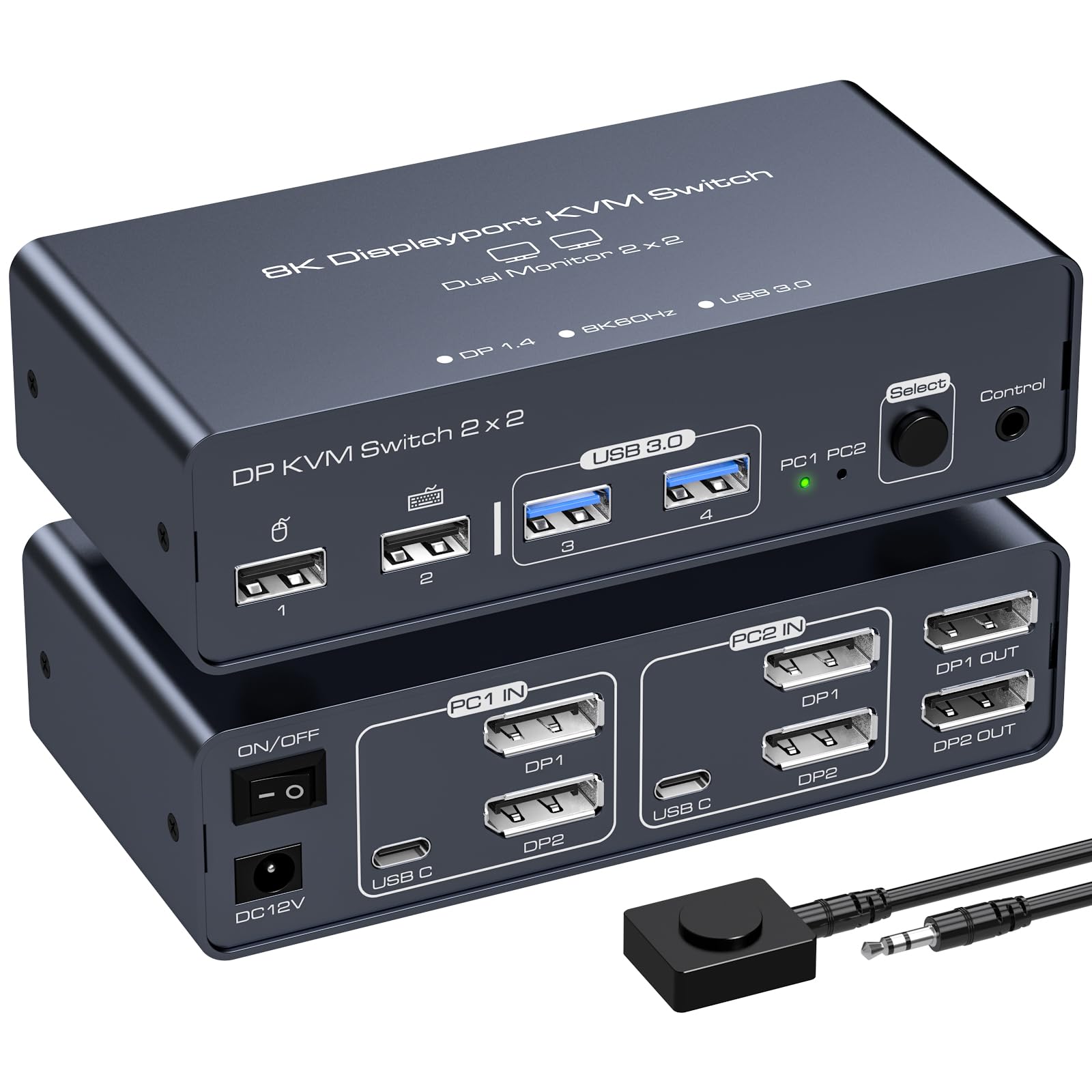 

2 монитора одновременно DisplayPort KVM-переключатель SW623 4K 144 Гц одновременный вывод на два монитора 2 ПК общий USB-концентратор DP 2 входа 2 выхода селектор