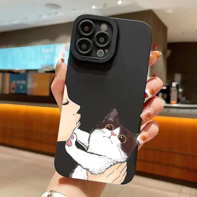Cat American Short Shorthair Kiss Phone Case for iPhone 16 Cases iPhone 15 14 13 12 Mini 11 Pro Max 16 7 8 Plus XS SE Back Cover