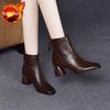 Fashion Leather Booties Square Toe Heeled Fashion 2025 Ankle Boots for Women Large Size Warm Goth Pu Chic and Elegant Woman Short Shoes