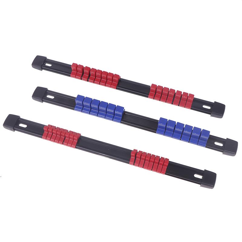 ABS-hylsor Organizer Hållare Brickor För Verktygslådor, 1/4 , 3/8, 1/2, Bärbar Monterbar Glidande Ställ Hylsa Rälsställ Verktyg