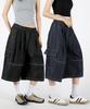UMM Women'S Double-Tuck Bermuda Cargo Denim Pants 2 Colors