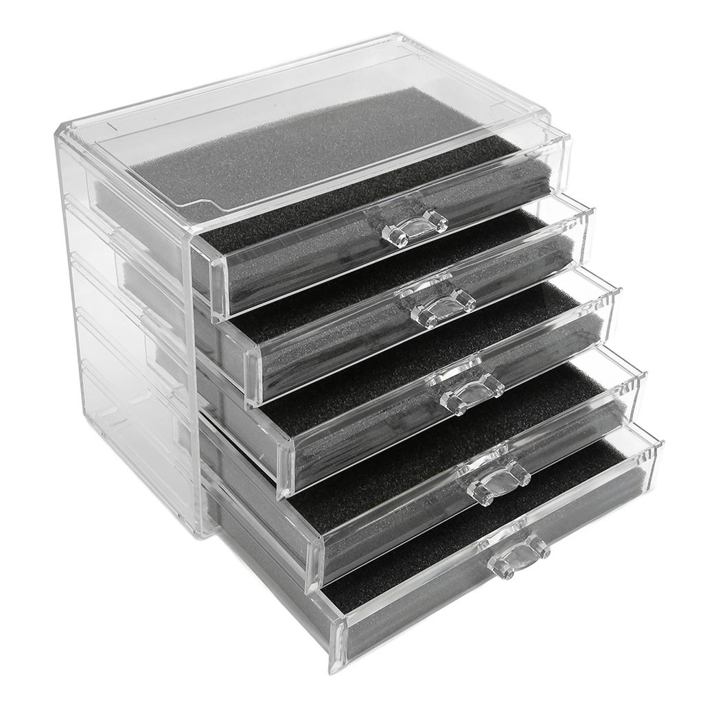 5 Layer Jewelry Drawer Storage Box Case Transparent Acrylic Desktop Cosmetic Makeup Drawer Storage Cabinet