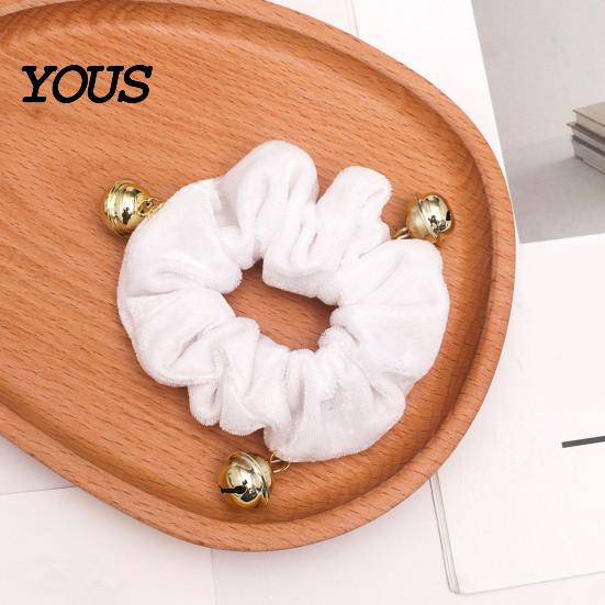 Holiday Ponytail Holders Christmas Velvet Hair Scrunchies with Bells, Elastic Ties for Retro Style Women Girls, Winter Festive Hairstyles Bands Thick