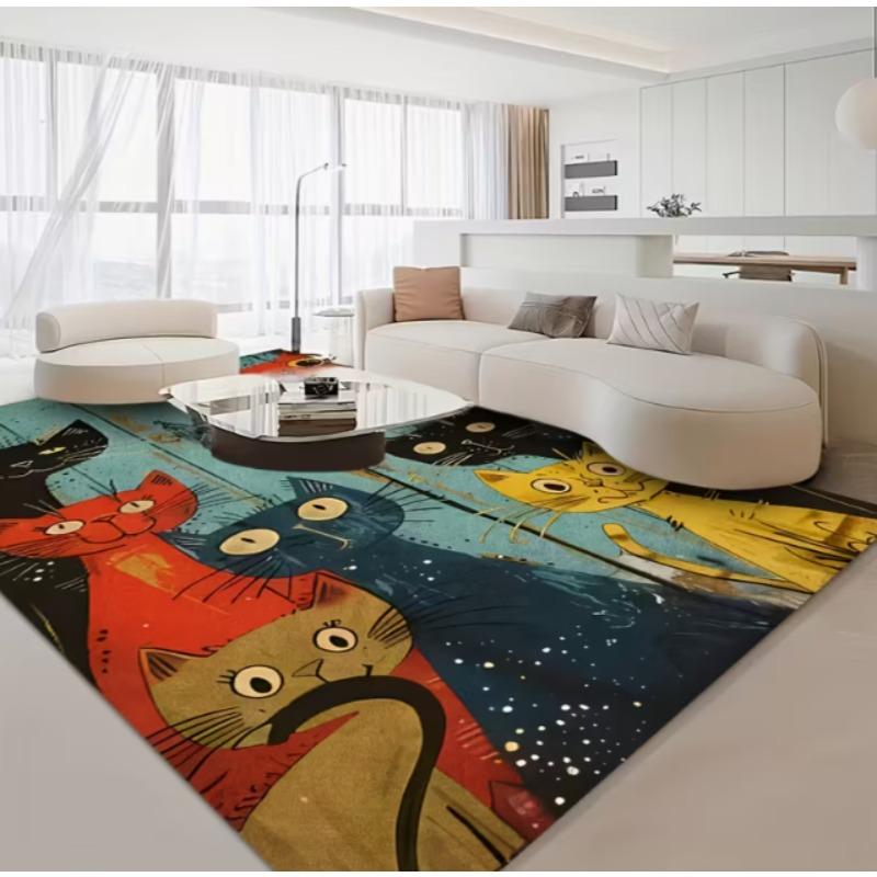 Cat Carpet Soft Anti Slip Rectangular Mat Suitable for Living Room Bedroom and Outdoor Floor Mats Colorful Home Decoration Mats
