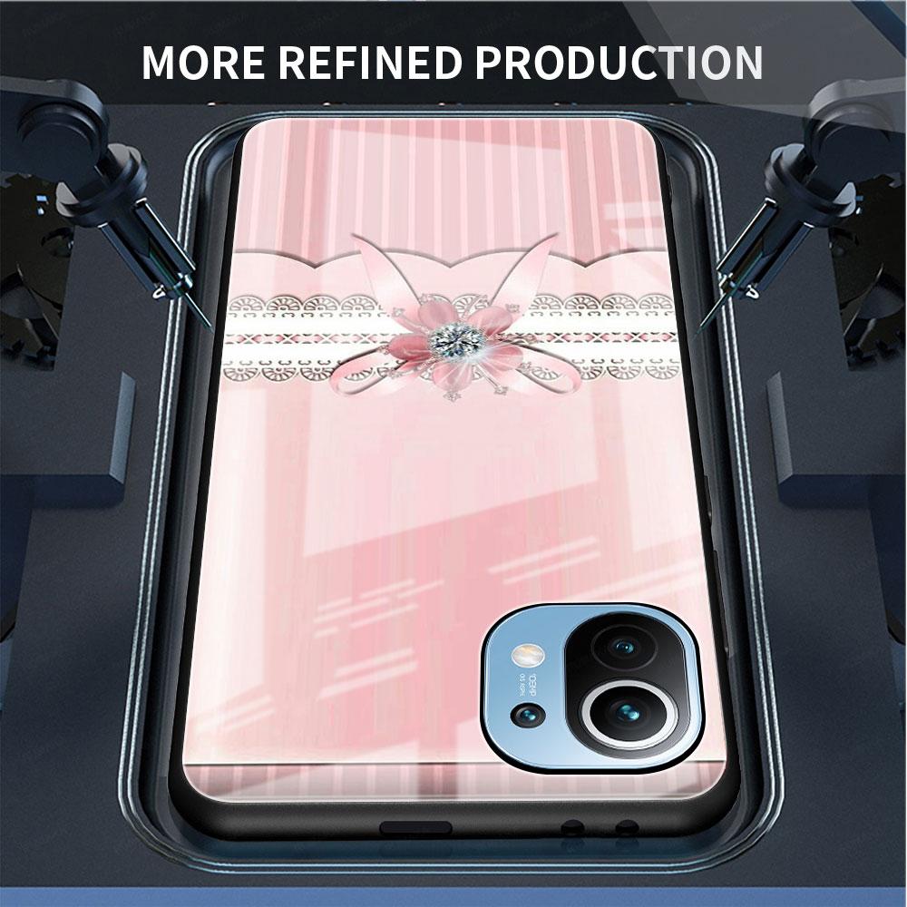 Carcasă de sticlă Love Bow pentru Xiaomi Poco X3 NFC 11 Lite 11T F3 M3 pentru Redmi Note 11 10 9 8 Pro 10S 9S 9A 9C telefon husă