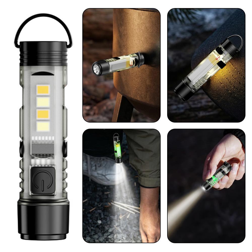 Mini LED Flashlight Rechargeable Powerful Pocket Torch Magnetic Keychain Light For Outdoor Camping Fishing EDC Lamp