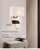 European Simple Wall Lamp with Fabric Lampshade and USB Charging Port for Hotel Bedrooms