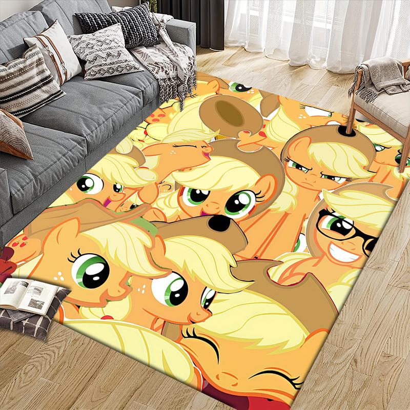 Applejack My Little Pony Home Sofa Decoration for Living Room & Bedroom, Non‑Slip Play Flannel Floor Mat for Game Room