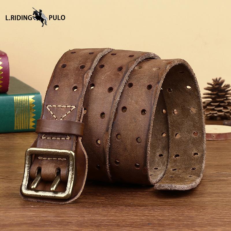 Retro Korean Version Trendy Personality Ins Anti-allergic Double Pin Buckle Belt Men's Fashion New Young People's Belt