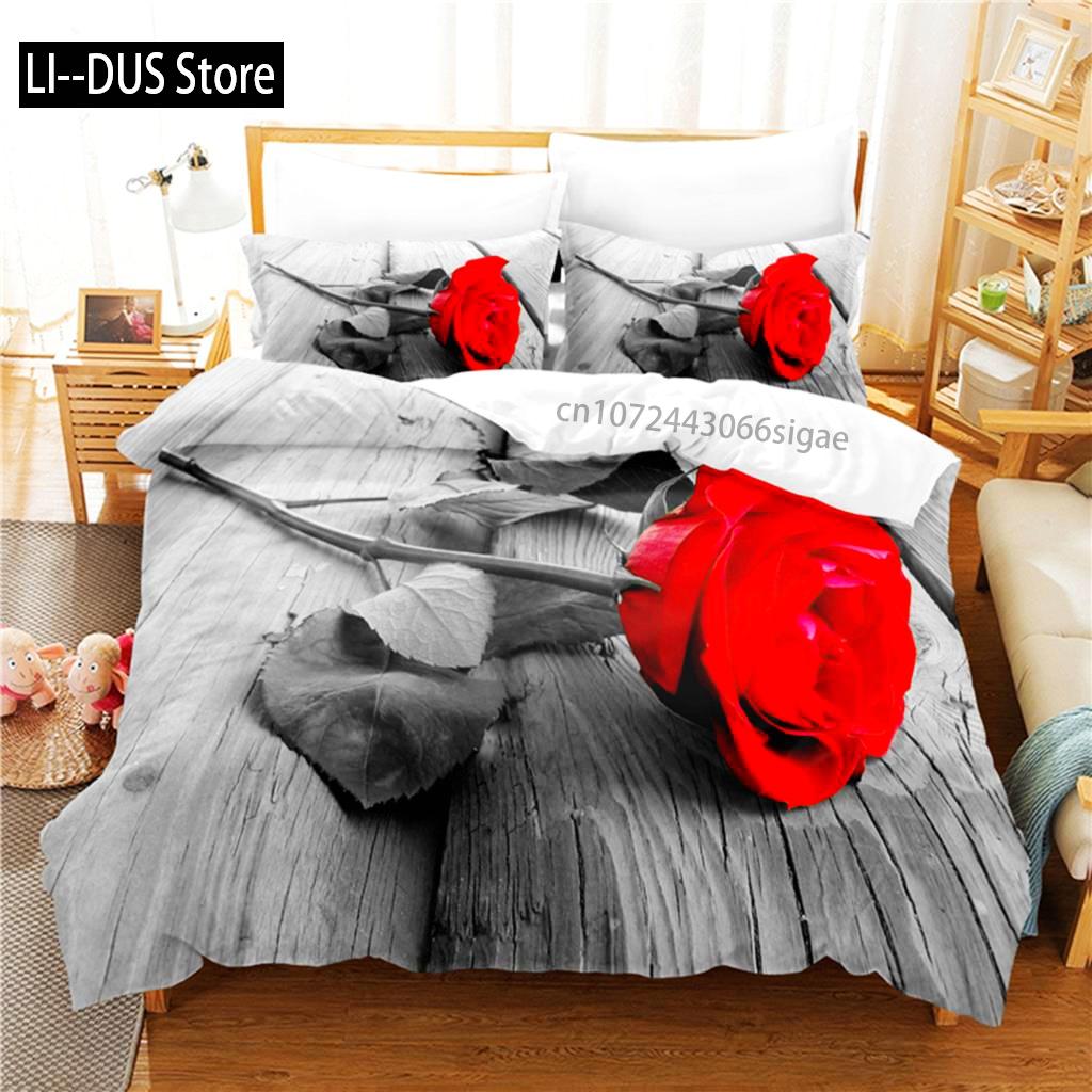 

Comforter Rose Bedding Set 3D Bedding Digital Printing Queen Size Bedding Set Fashion Design Comforter (quilt)-EU Single(135*200cm)3pcs