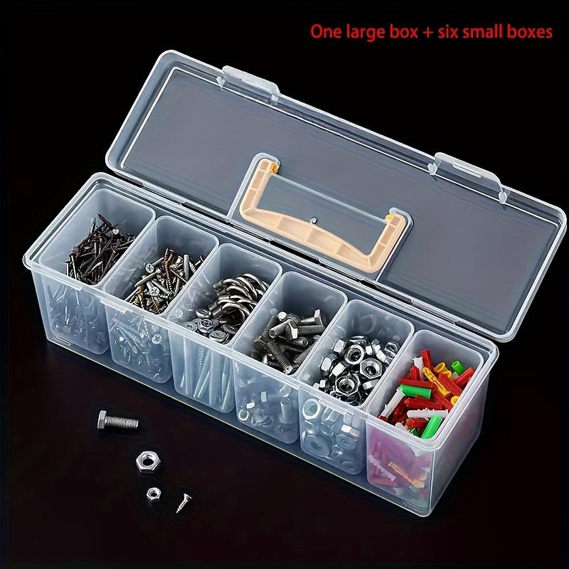 7pcs Multi-functional household hardware tool box, transparent portable tool storage box, wrench and screw parts organizing box