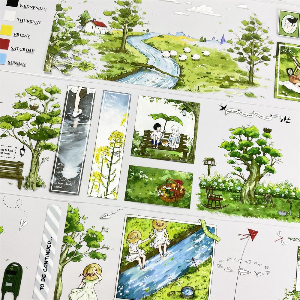Pet Washi Tape Q35 Spring Flowers And Song 2MOODTAPE Material Account Planner Sticker Collage