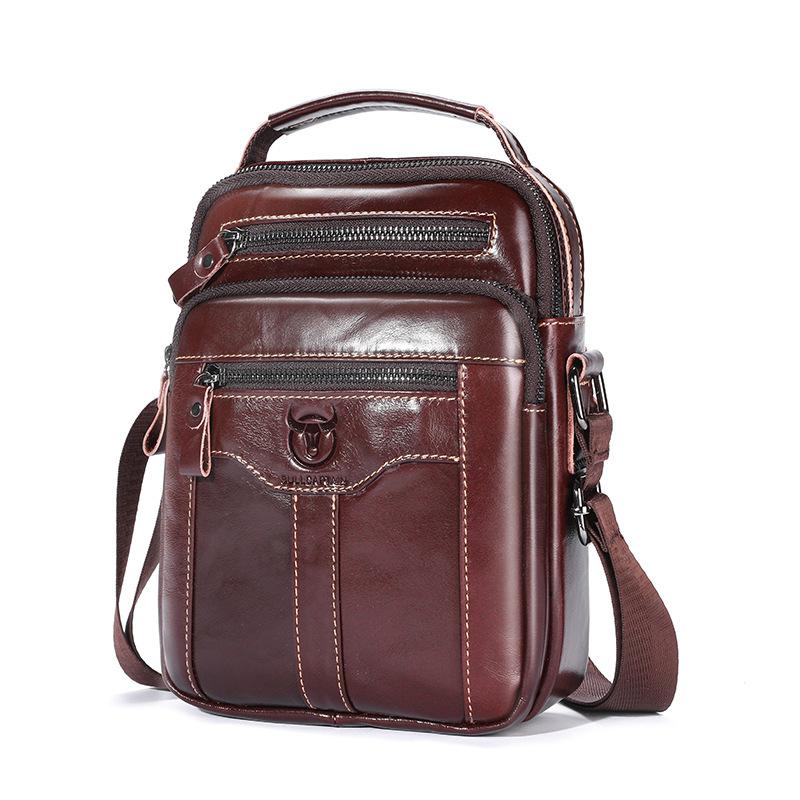BULLCAPTAIN New Men's Shoulder Bag Multi Pocket Men's handabgs 100% Cowhide Quality designer luxury bag Messenger bag