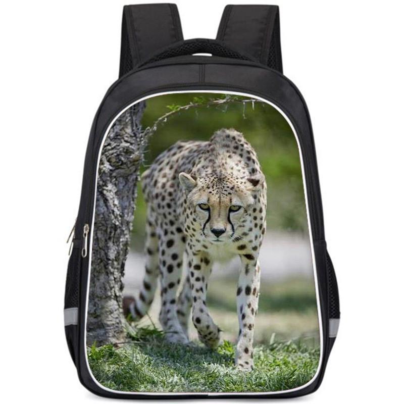 Large Capacity Lightweight Oxford Cloth Backpack For Kids School Leopard Print