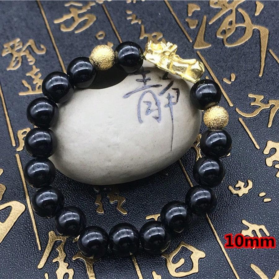 Pixiu Bead Men and Women Sand Gold Handmade Wealth Attracting Imitation Obsidian Jewelry High-end Vietnam Bracelet  Jewelry
