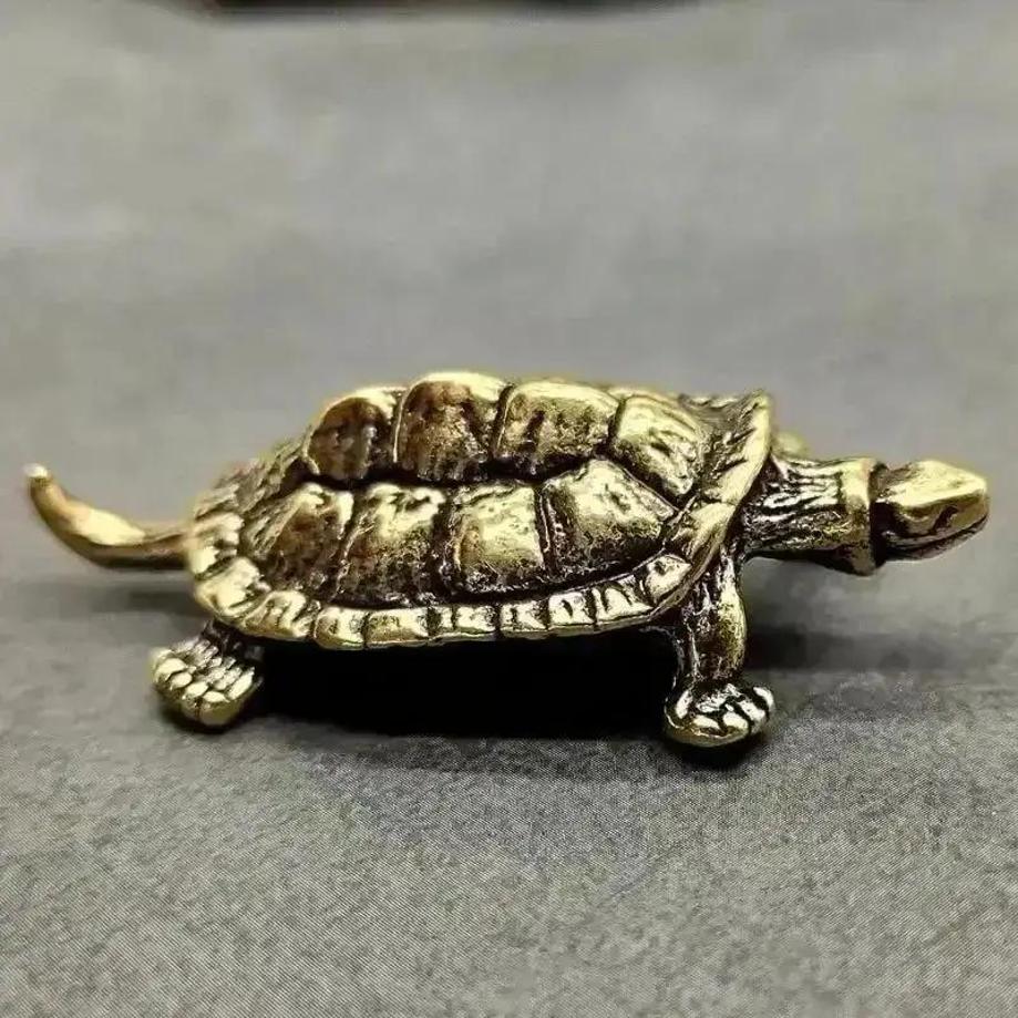 Vintage Mässing Krokodiler Sköldpaddor Ornament Hem Sköldpadda Nyckelring Hängen Te Husdjur Ornament Sköldpadda Hantverk Figurer Grossist