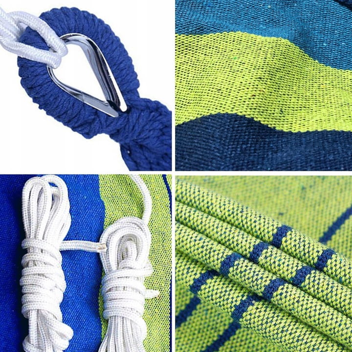 Garden Hammock Double 260 X 155 With Strong Crossbar - Color Green Stripes