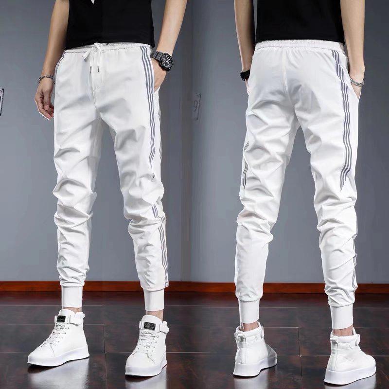 

Мужские модные полосатые спортивные штаны облегающего кроя в стиле кэжуал - Корейские укороченные брюки с манжетами XL