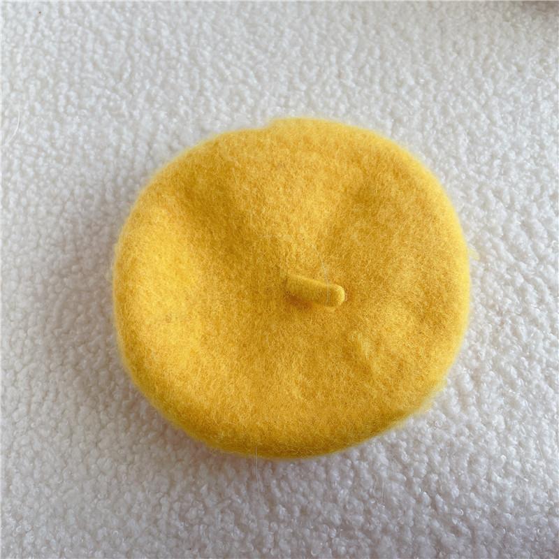 

Ins Style однотонный головной убор для домашних животных, шерстяная шляпа художника, берет для собак и кошек, мини-декоративный головной убор для фотографий жёлтый