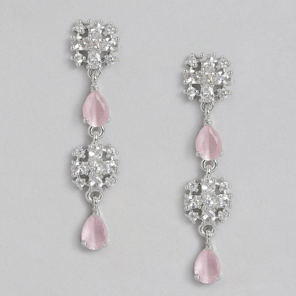 Estele Rodowane CZ Kryształ Mint Różowy Kryształ Designerski Zestaw Naszyjników dla Kobiet