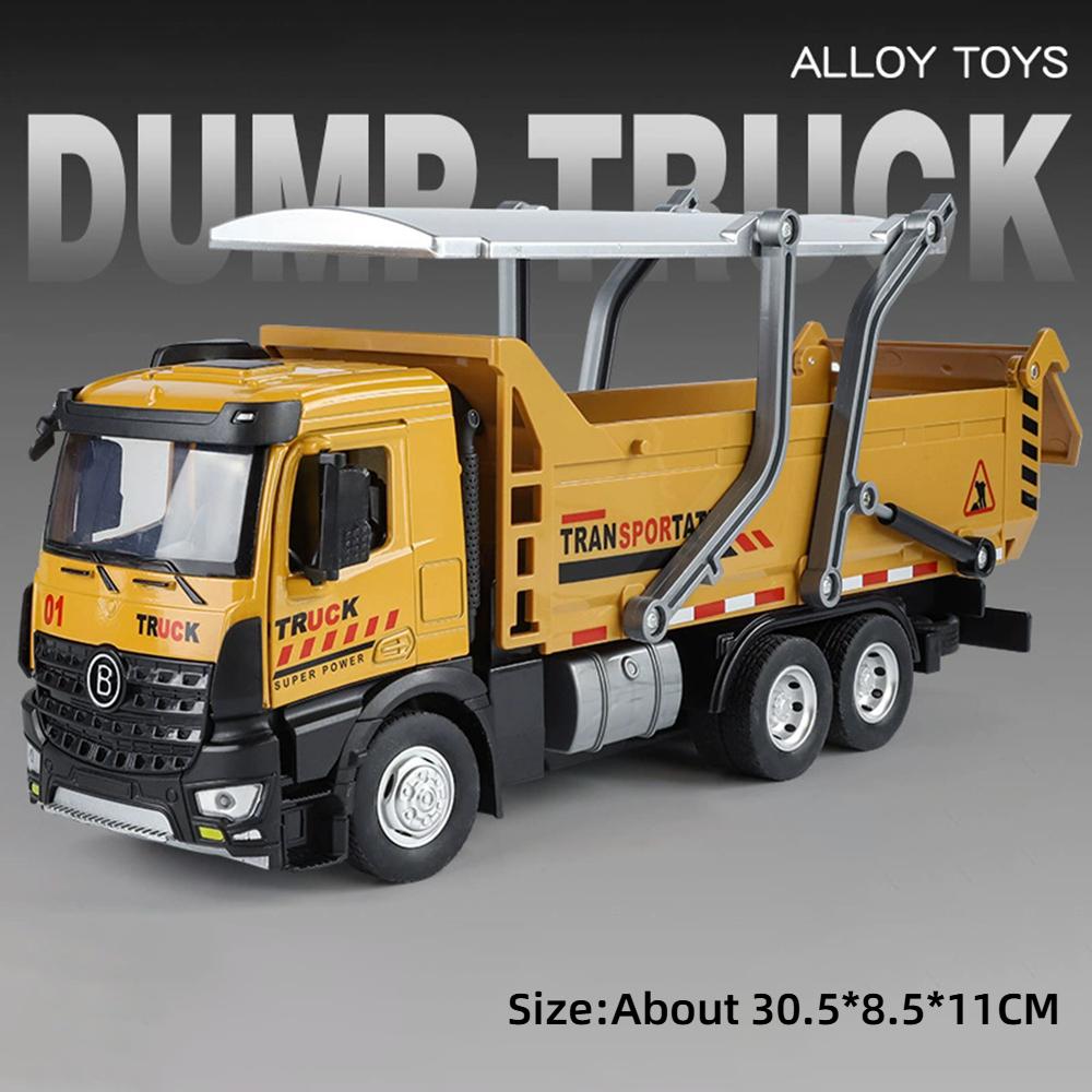 Large 1:24 Mixer Truck Crane Excavator Car Toy Model Sound Light Dump Trucks Alloy Diecast Engineering Vehicles Kids Present