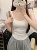 #Early autumn new sweet wind polished U-neck thermal vest slim and thin one-piece with chest pad versatile woman