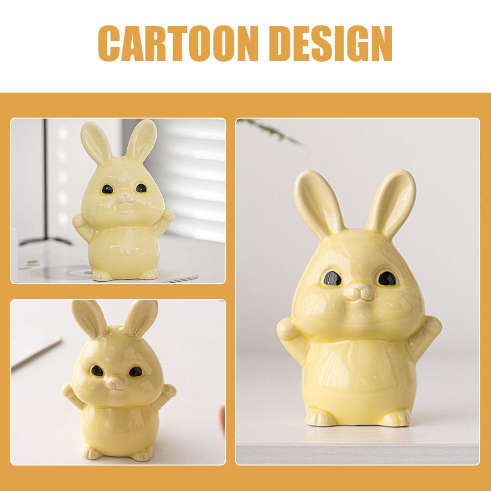 Ceramic Rabbit Decoration Cartoon Bunny Statue for Living Room Tabletop Cute Bunny Craft Home Decor Ornament Rabbit Figurines