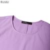 ZANZEA Women Casual Round Neck Loose Summer Short Sleeve Dress