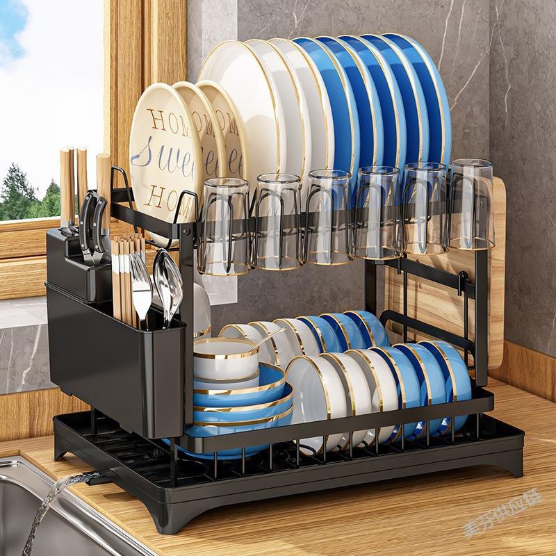 Cross-Border Kitchen Dish Rack: Bowl, Plate, Chopstick, Knife, Fork Storage & Countertop Drying Rack.