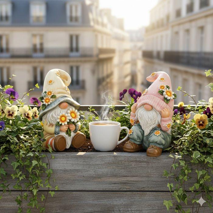 Lot de 2 décorations nains de jardin dans une tasse 11 cm