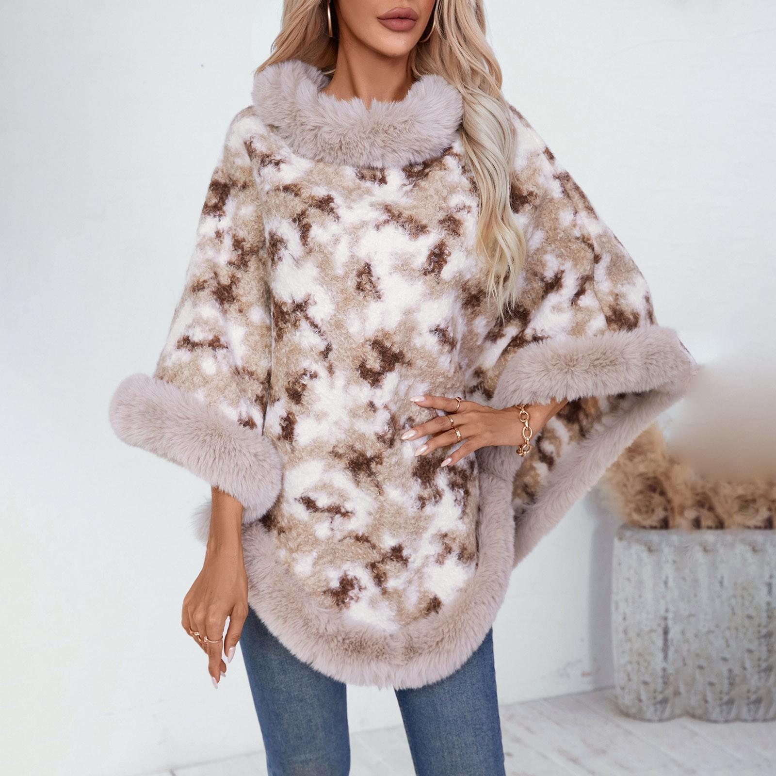 

Женский модный воротник, комплект с цветным леопардовым принтом, вязаная накидка, свободный свитер, шаль One Size бежевый