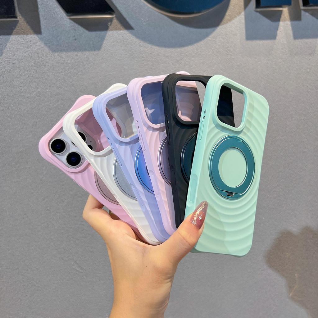 Bo Yang Liquid Silicone Magnetic Rotating Bracket Case for iPhone 17 Pro Max