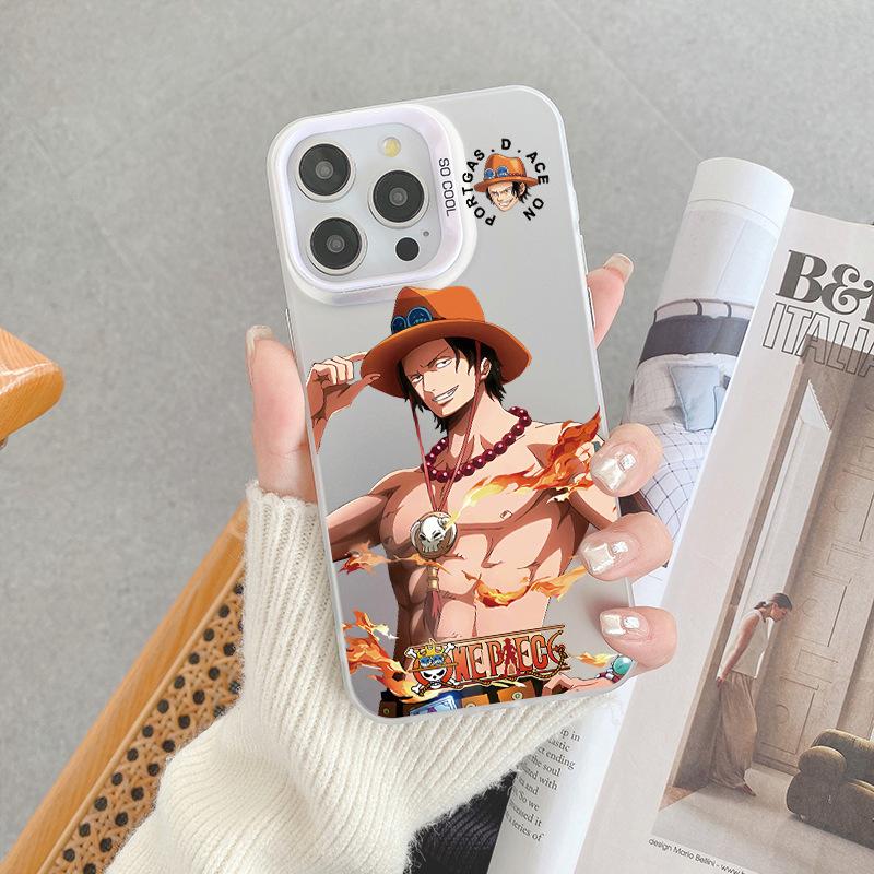 ONE PIECE Luffy Ace Mobile Phone Case iPhone17pm Trendy Cool Anti-drop Colored Silver IMD Apple 16pro Boys