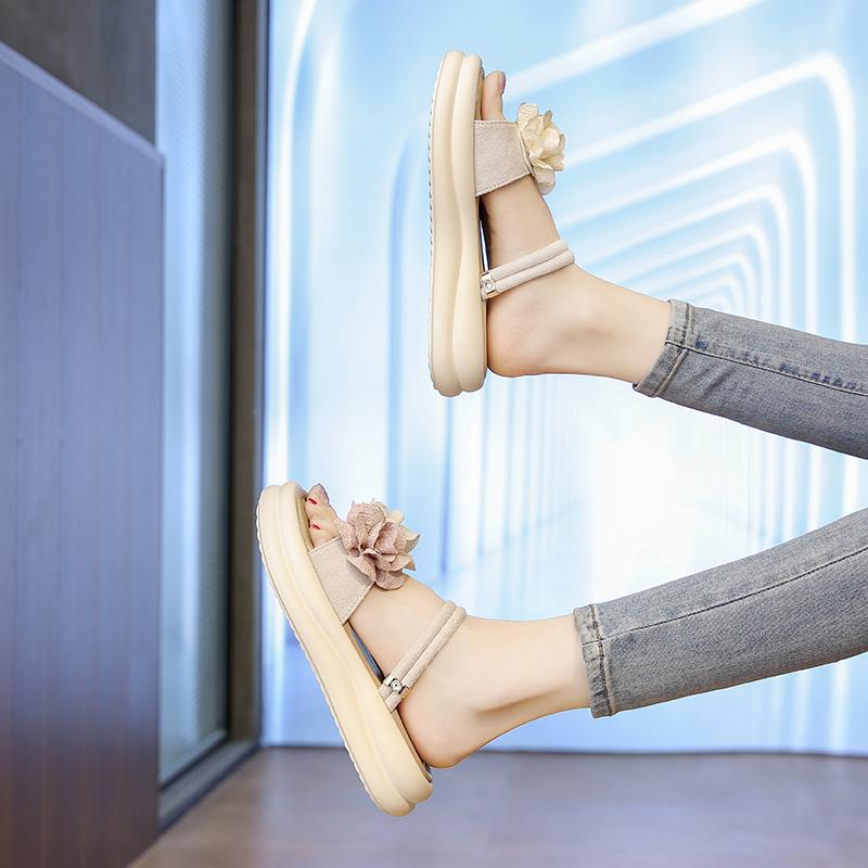 High Heels Platform Sandals 35-40 Flower Women Slippers Luxury Summer 2025 New Dress Outdoor Chunky Zapatillas De Mujer