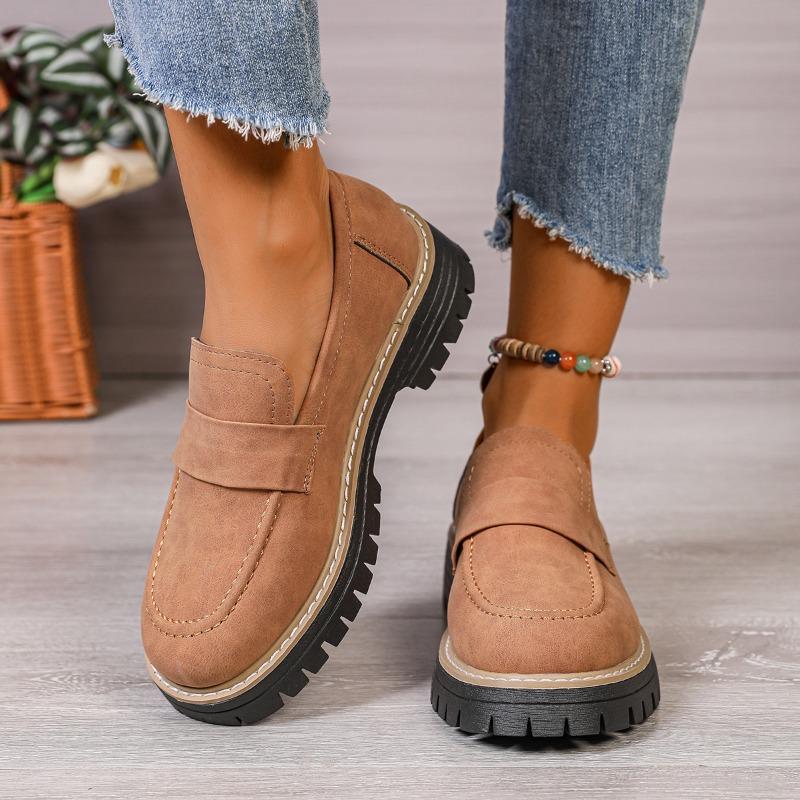 New Large-sized Loafers, Women's Shoes, Versatile and Casual, with Thick Heels and Soles