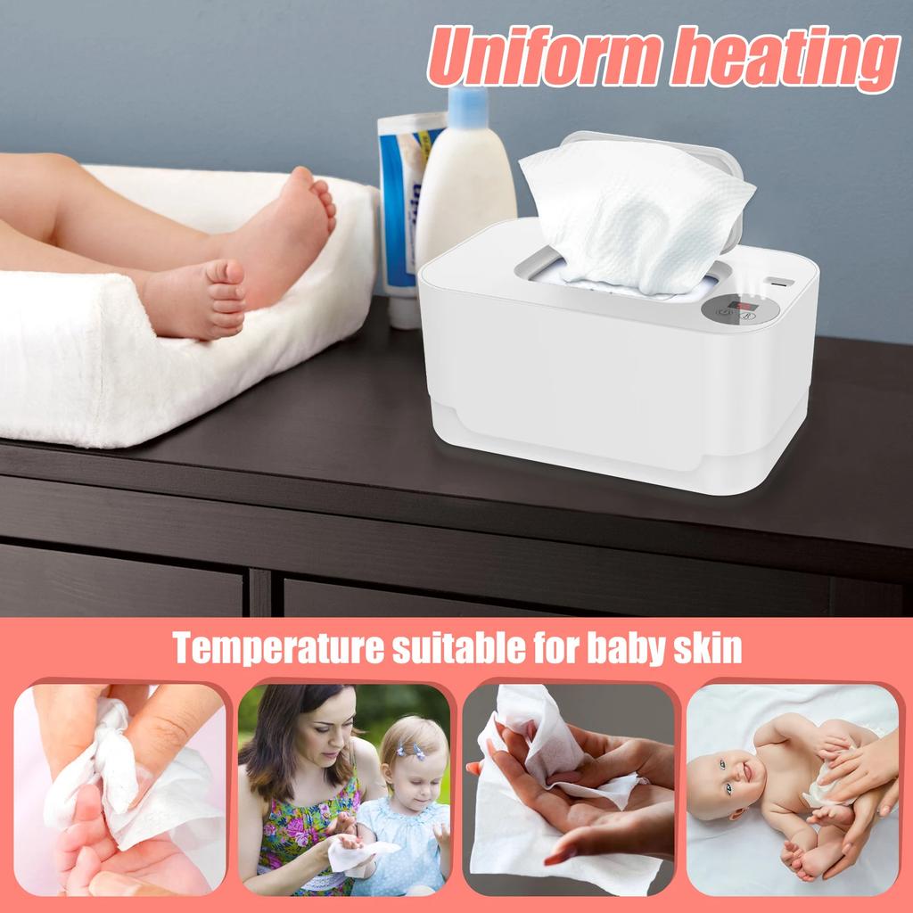 USB Baby Wipe Warmer LED Light Wet Wipes Keep Warm Storage Tissue Box Adjustable Temperature Heating Portable Diaper Dispenser
