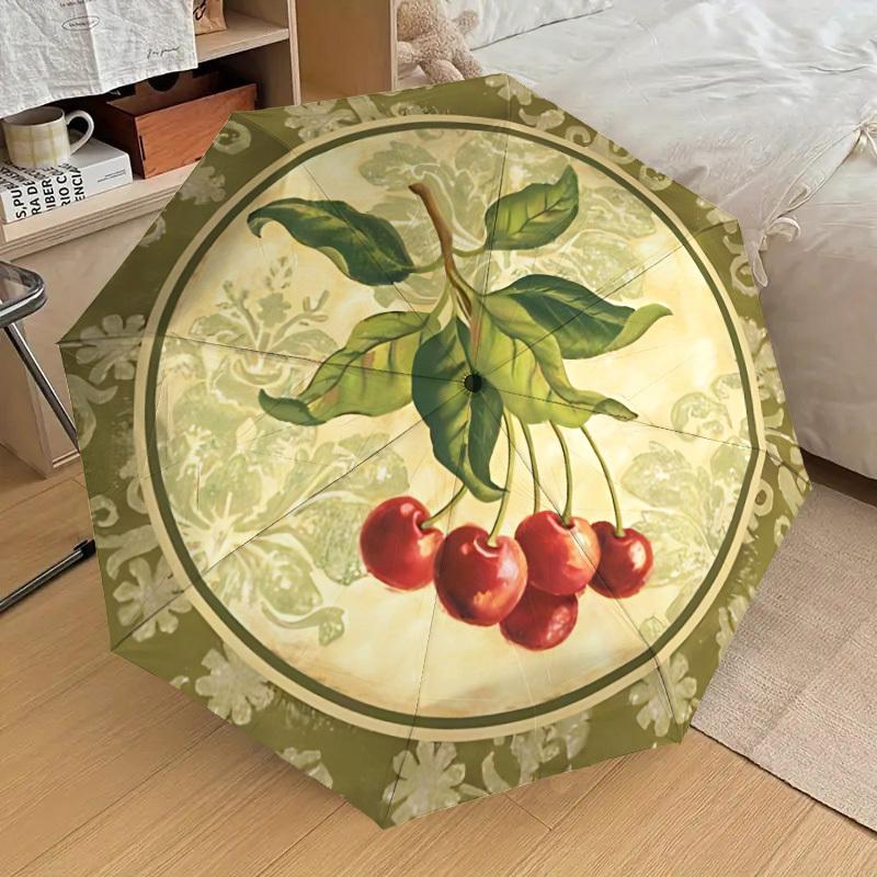 

1pc Cherries Automatic Open/Close Umbrella, 8-Rib Sturdy Frame, Umbrella for Travel, Everyday, Formal Events yy251126006