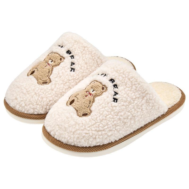 Thickened Thermal Cotton Slippers Women's Winter Home New Home Indoor Couple Antibacterial Plush Slippers Men's