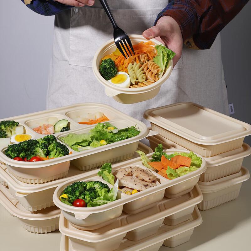 NHZHIW Biodegradable 3-Compartment Disposable Meal Box