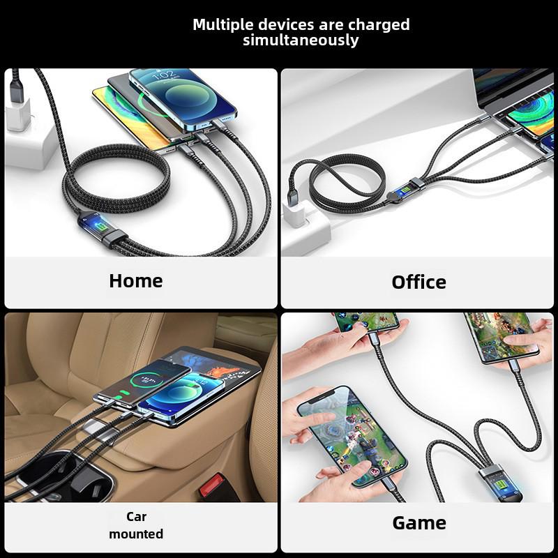 100W Superschnellladung 3-in-1 Datenkabel für Apple-, Huawei- und Android-Geräte