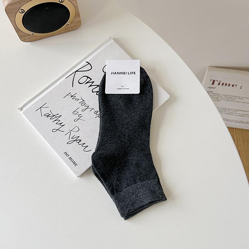 Summer Candy-colored Thin Cotton Socks for Women, Simple Mid-calf White Socks for Girls, Solid Color Versatile Women's Socks