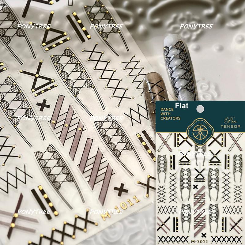 Delicate White Lace Bowknot Simulated Fabric Ribbon Silver Stamped Noble Rhinestone 5D Adhesive Nail Art Sticker Manicure Decal