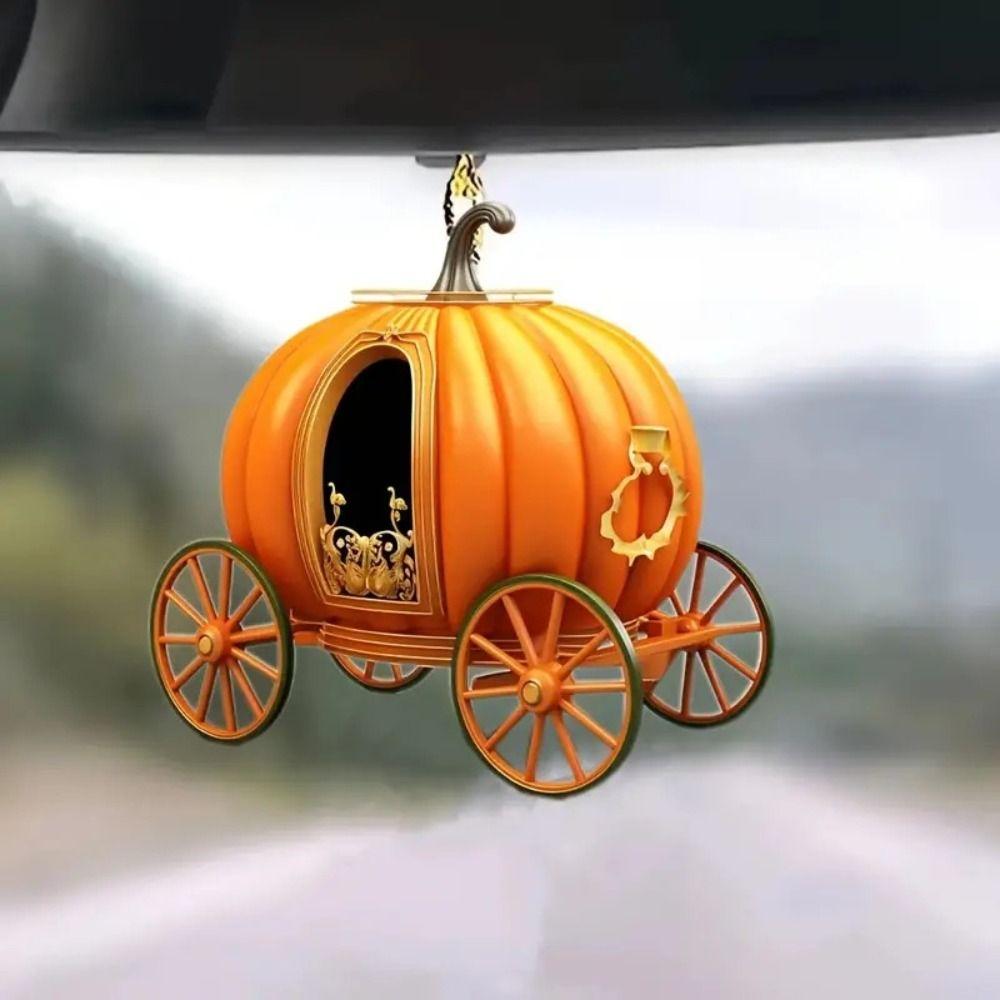 6pcs Acrylic Pumpkin Carriage Halloween Pendant Creative Christmas Keychain Car Pendant  Party