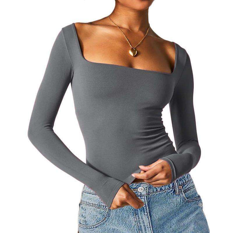 Long Sleeved Square Neck Sexy Base Shirt Long Sleeve Square-Neck Sexy Base Shirt