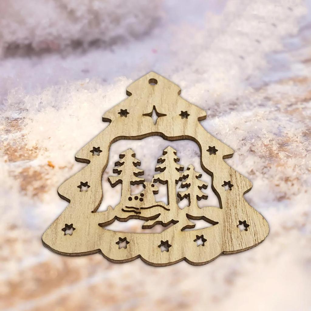 20/30/40 pcs Wooden Christmas Tree decorations with rope, hand-painted artwork, Christmas holiday decorations