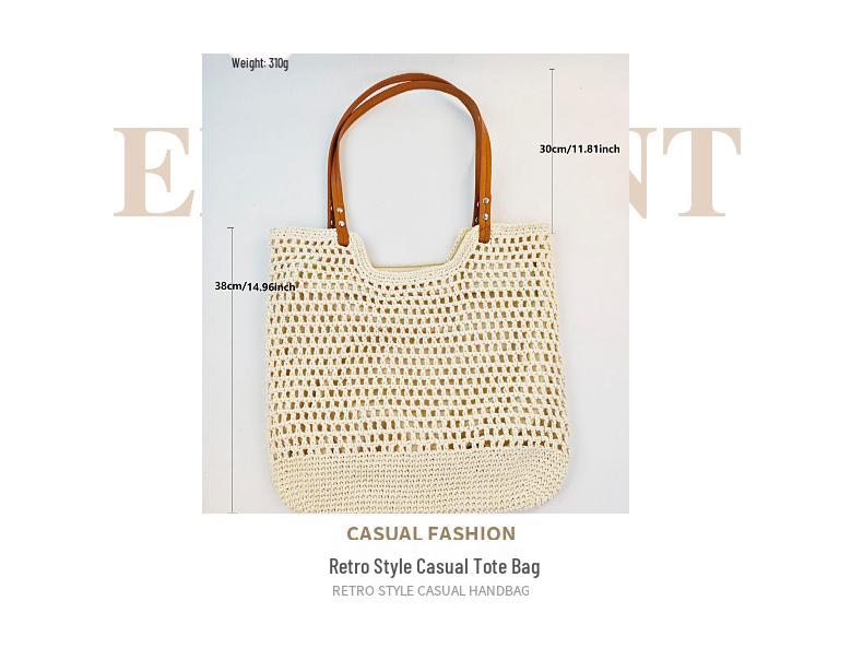 Women's Summer 2025 Cotton Thread Large Capacity Straw Woven Shoulder/Crossbody Handbag