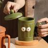 Mugg med lock Stor kapacitet Rolig keramisk vattenkopp Högt utseende Konstig kopp Souvenirgåva för flickor