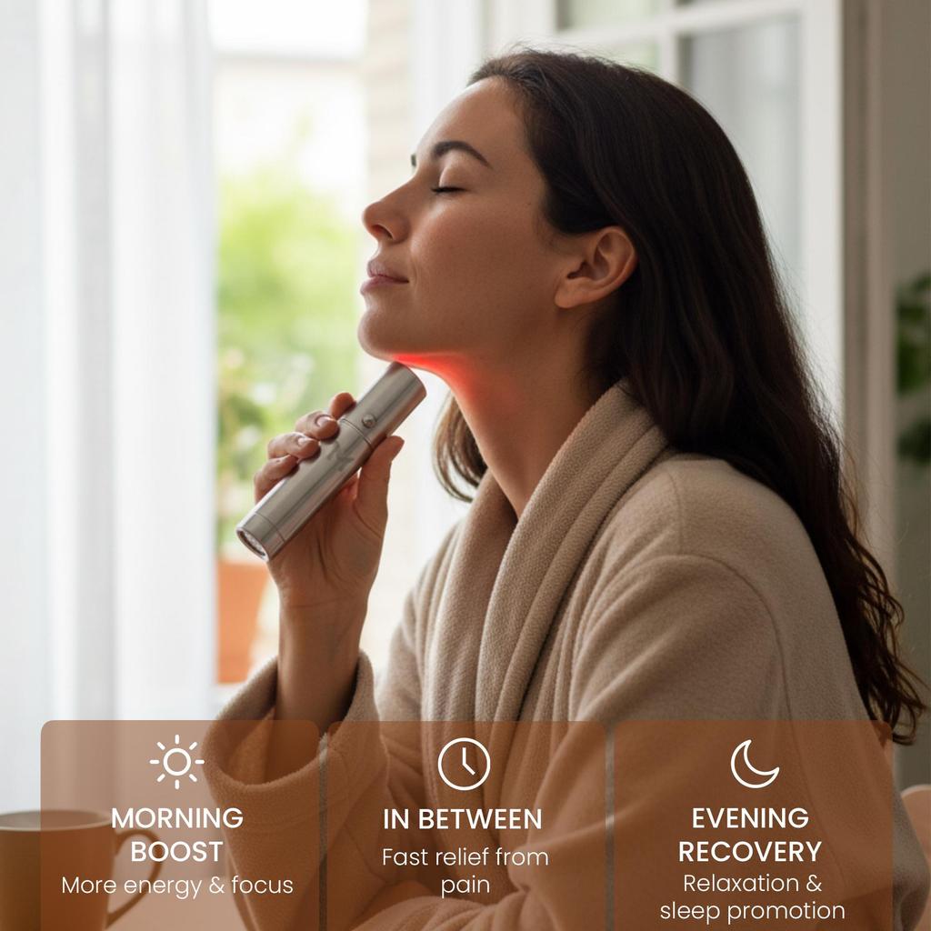 Mvolo® ReliefTorch – Tragbare Infrarotlampe zur Schmerzlinderung – Rotlichttherapie – Erholung und Muskelentspannung – Kompakt und wiederaufladbar