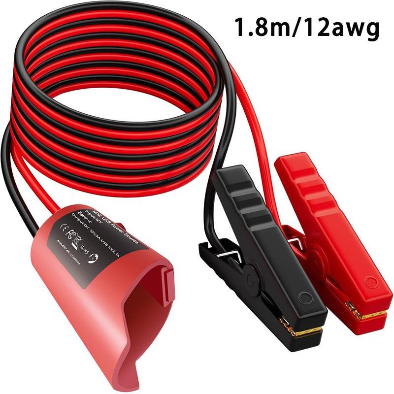 For Milwaukee M12 portable jump start cable car auxiliary starter 12awg/1.8m power cord with alligator clips Emergency tool ki
