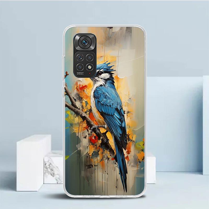 

Animal Oil Painting Bird Phone Case For Xiaomi Redmi Note 15 14 14S 13 12S 12 Pro Plus 11S 11 11T 11E 10S 10 + Soft TPU Back Cov Note 14 Pro Plus
